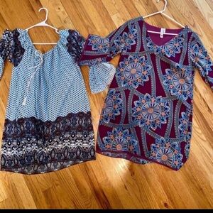 Boho-style Dresses. Set/2 Women’s Medium. Both Worn 1x. Above Knee